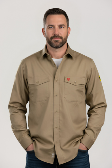 NKE FR SHIELD WORK BUTTON SHIRT - KHAKI