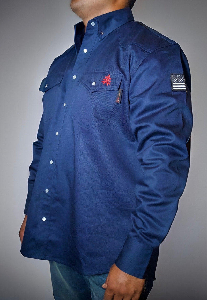 Load image into Gallery viewer, FR Western Style Pearl snap - Navy
