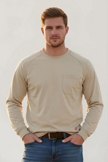 NKE FR LIGHTWEIGHT CREWNECK TEE - SAND