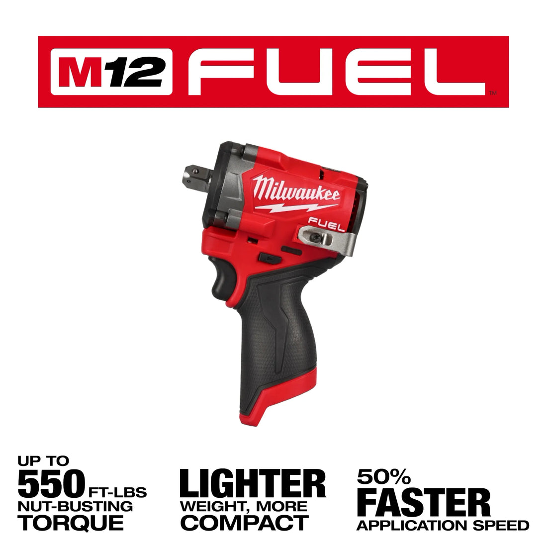 Milwaukee 2563P-20 M12 FUEL Stubby 1/2-inch Impact Wrench with Pin Detent - product view