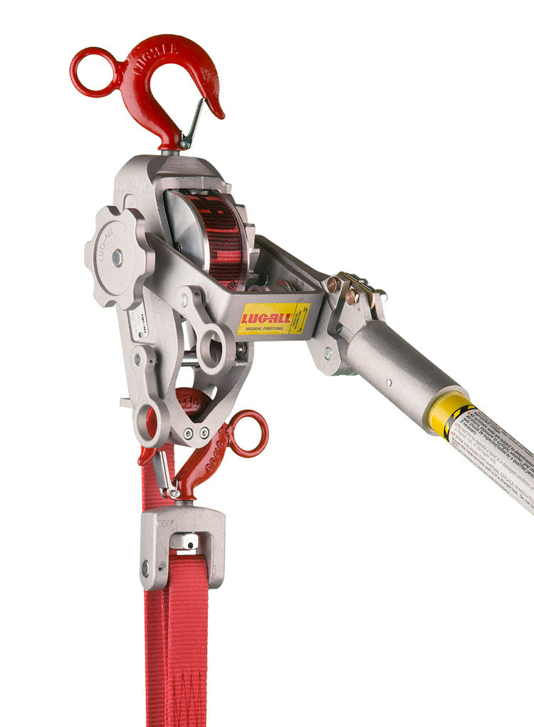 Lug-All 25-B - 1 1/2 Ton Web Strap Hoist w/ Hot Stick Rings