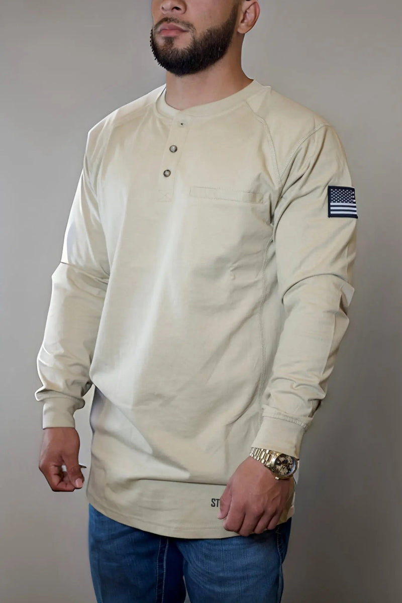 Load image into Gallery viewer, FR 3-Button Henley Shirt - Tan
