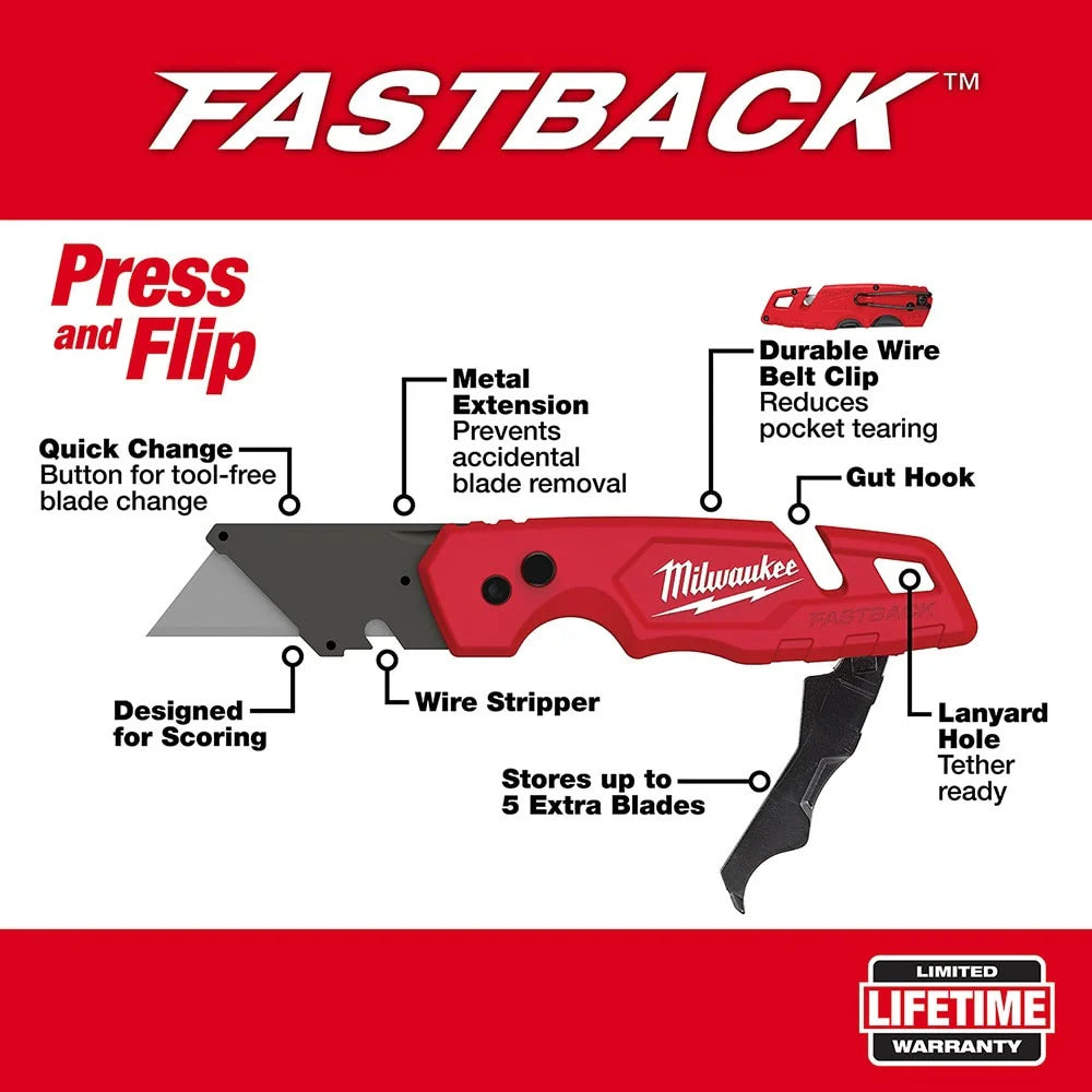 FASTBACK Folding Utility Knife with Blade Storage