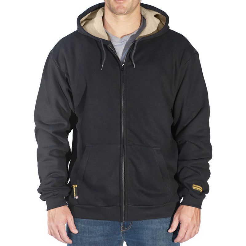 Load image into Gallery viewer, Zip-Up Black FR Hooded Sweatshirt
