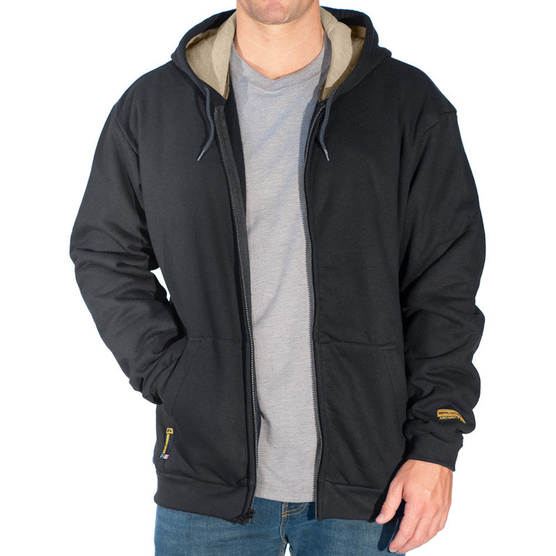 Load image into Gallery viewer, Zip-Up Black FR Hooded Sweatshirt
