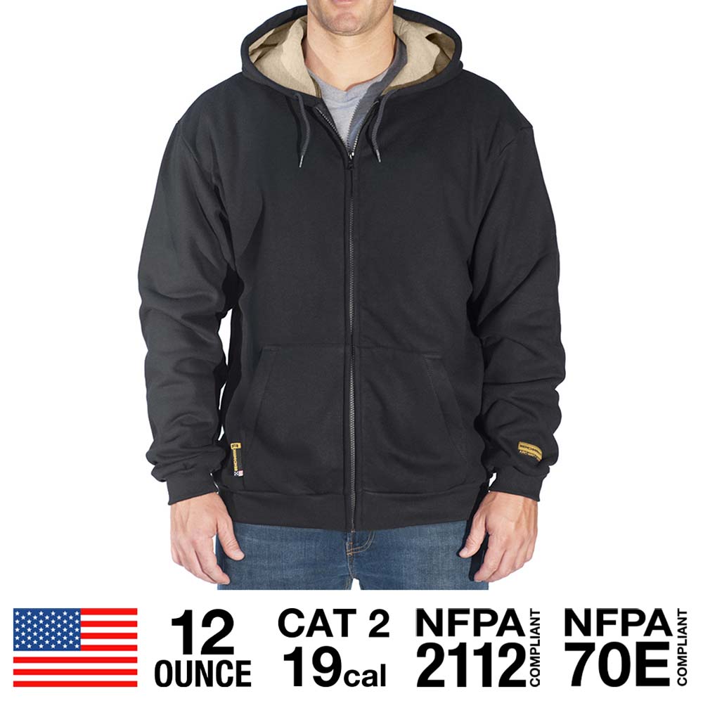 Zip-Up Black FR Hooded Sweatshirt