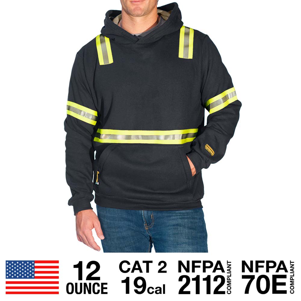 Enhanced Visibility Black FR Pullover Hoodie