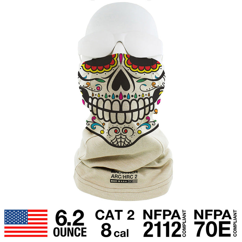 Load image into Gallery viewer, CAT 2 FR Candy Skull Beige Face Muffler
