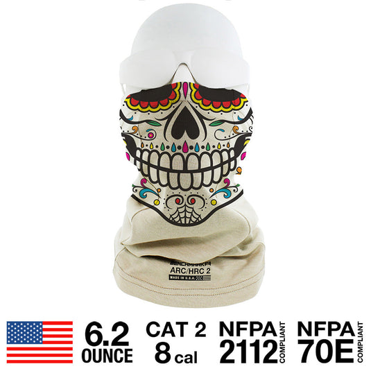 CAT 2 FR Candy Skull Beige Face Muffler