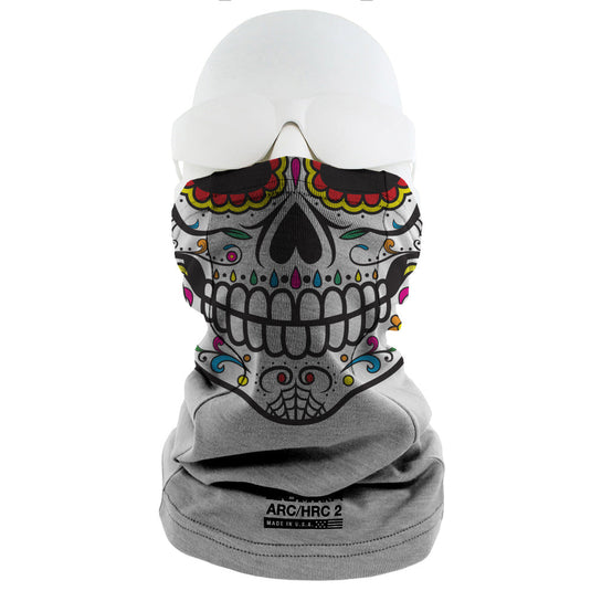 CAT 2 FR Candy Skull Gray Face Muffler