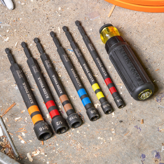 Hollow Magnetic Color-Coded Ratcheting Power Nut Drivers, 6-Piece