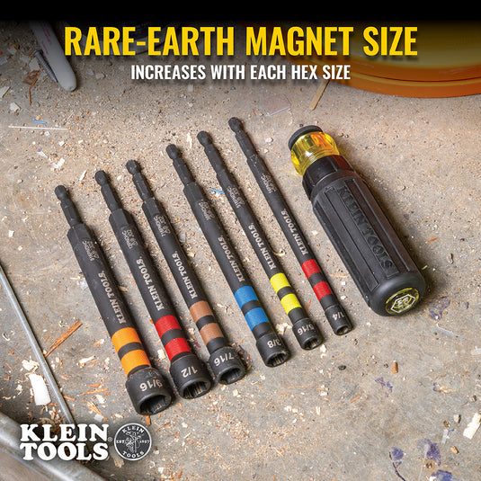 Hollow Magnetic Color-Coded Ratcheting Power Nut Drivers, 6-Piece
