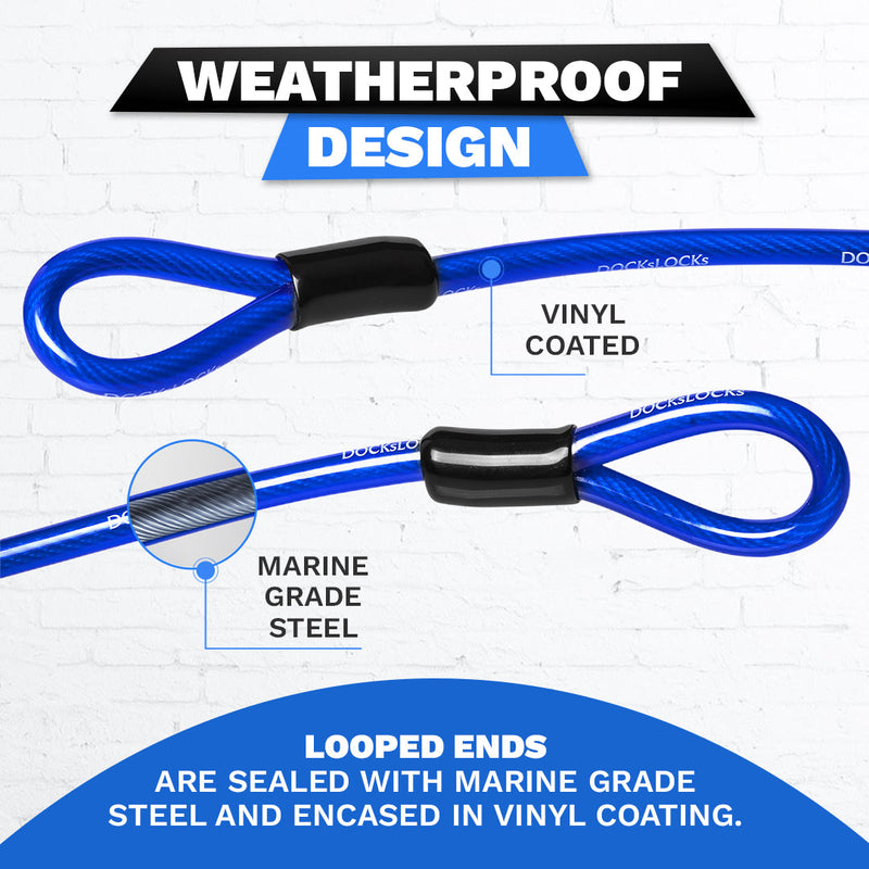 Load image into Gallery viewer, DocksLocks® Anti-Theft Weatherproof Coiled Security Cable with Looped Ends (5&#39;, 10&#39;, 15&#39;, 20&#39; or 25&#39;)
