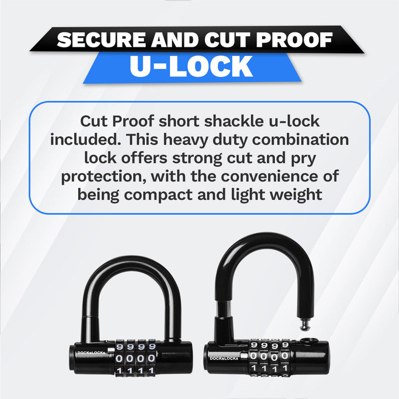 Load image into Gallery viewer, DocksLocks® Anti-Theft Weatherproof Coiled Security Cable with Looped Ends and Short Shackle U-Lock (5&#39;, 10&#39;, 15&#39;, 20&#39; or 25&#39;)
