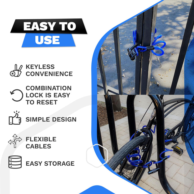 Load image into Gallery viewer, DocksLocks® Anti-Theft Weatherproof Coiled Security Cable with Looped Ends and Short Shackle U-Lock (5&#39;, 10&#39;, 15&#39;, 20&#39; or 25&#39;)
