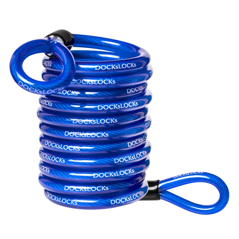 Load image into Gallery viewer, DocksLocks® Anti-Theft Weatherproof Coiled Security Cable with Looped Ends (5&#39;, 10&#39;, 15&#39;, 20&#39; or 25&#39;)
