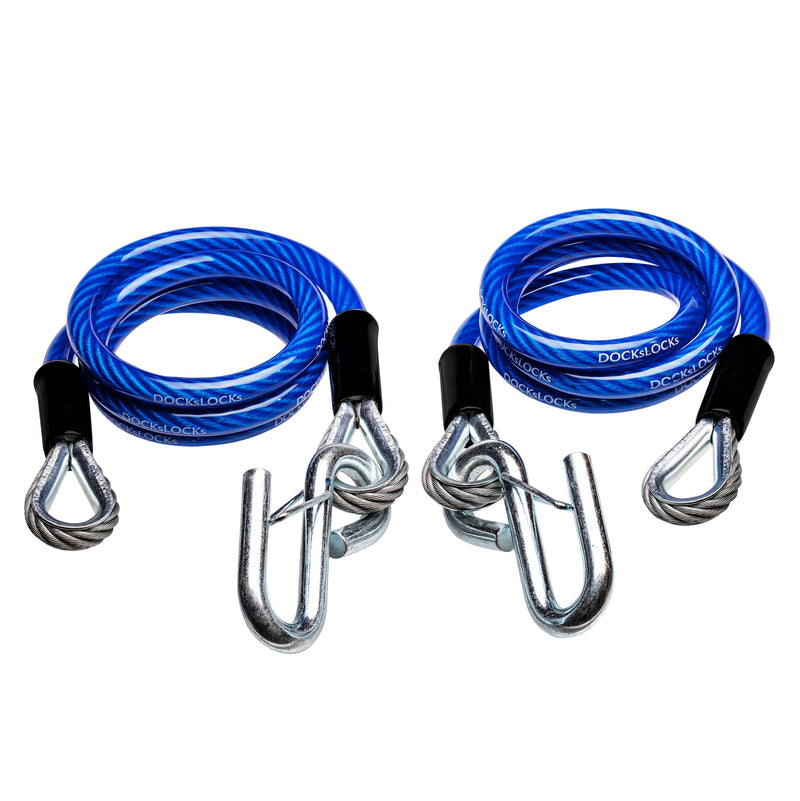 Load image into Gallery viewer, DocksLocks® Trailer Safety Cables with Snap Hook Safety Latches, 48” Length, 2 Pack
