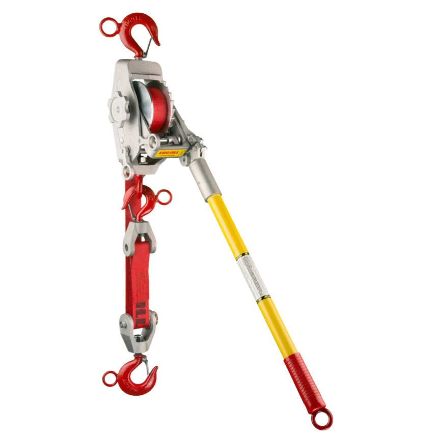 Lug-All 3-B - 1 1/2 Ton Web Strap Hoist w/ Hot Stick Rings