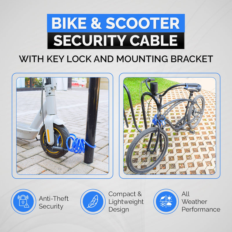 Load image into Gallery viewer, DocksLocks® Bike and Scooter Coiled Security Cable with Key Lock and Mounting Bracket (4&#39; or 6&#39;)
