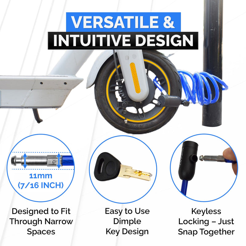 Load image into Gallery viewer, DocksLocks® Bike and Scooter Coiled Security Cable with Key Lock and Mounting Bracket (4&#39; or 6&#39;)
