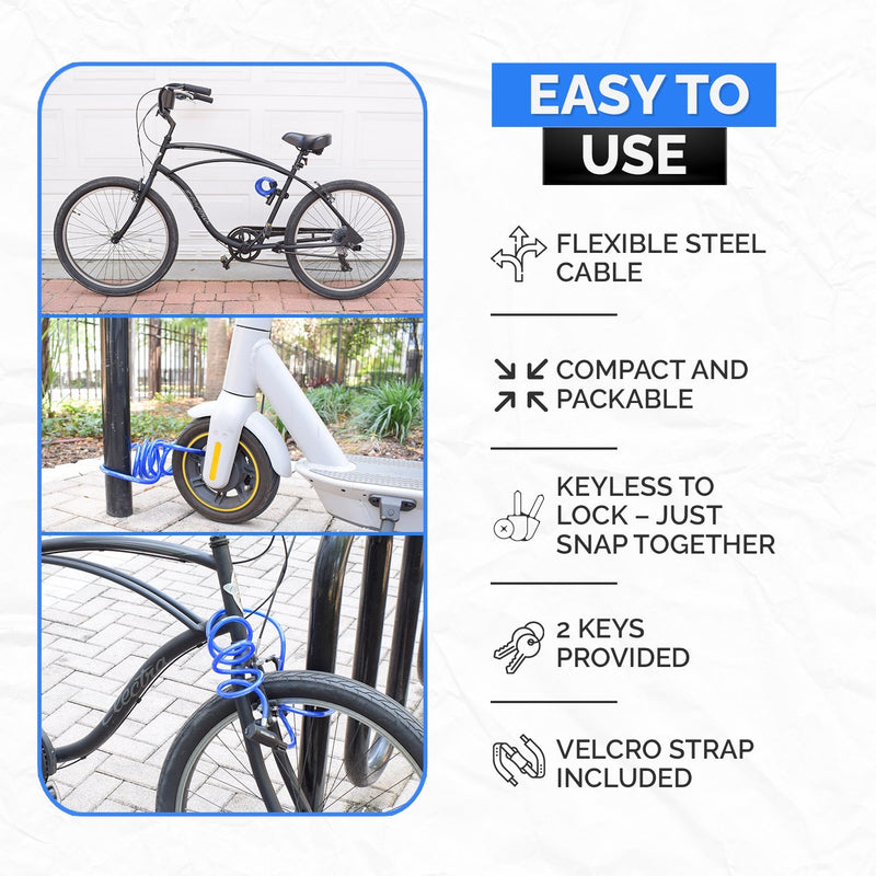 Load image into Gallery viewer, DocksLocks® Bike and Scooter Coiled Security Cable with Key Lock and Mounting Bracket (4&#39; or 6&#39;)
