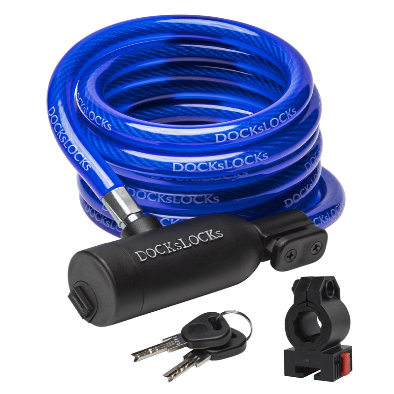 Load image into Gallery viewer, DocksLocks® Bike and Scooter Coiled Security Cable with Key Lock and Mounting Bracket (4&#39; or 6&#39;)
