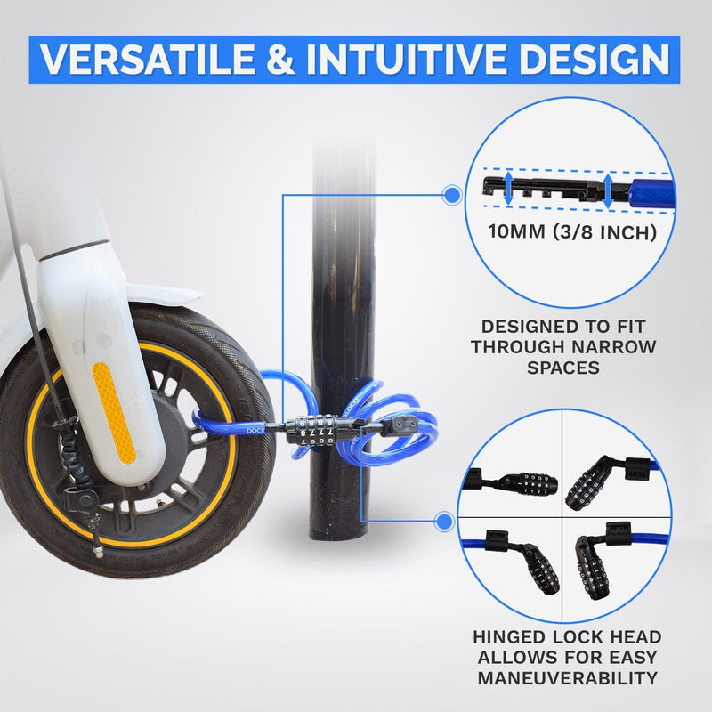 Load image into Gallery viewer, DocksLocks® Bike and Scooter Coiled Security Cable Lock with Resettable Combination and Mounting Bracket (4&#39; or 6&#39;)
