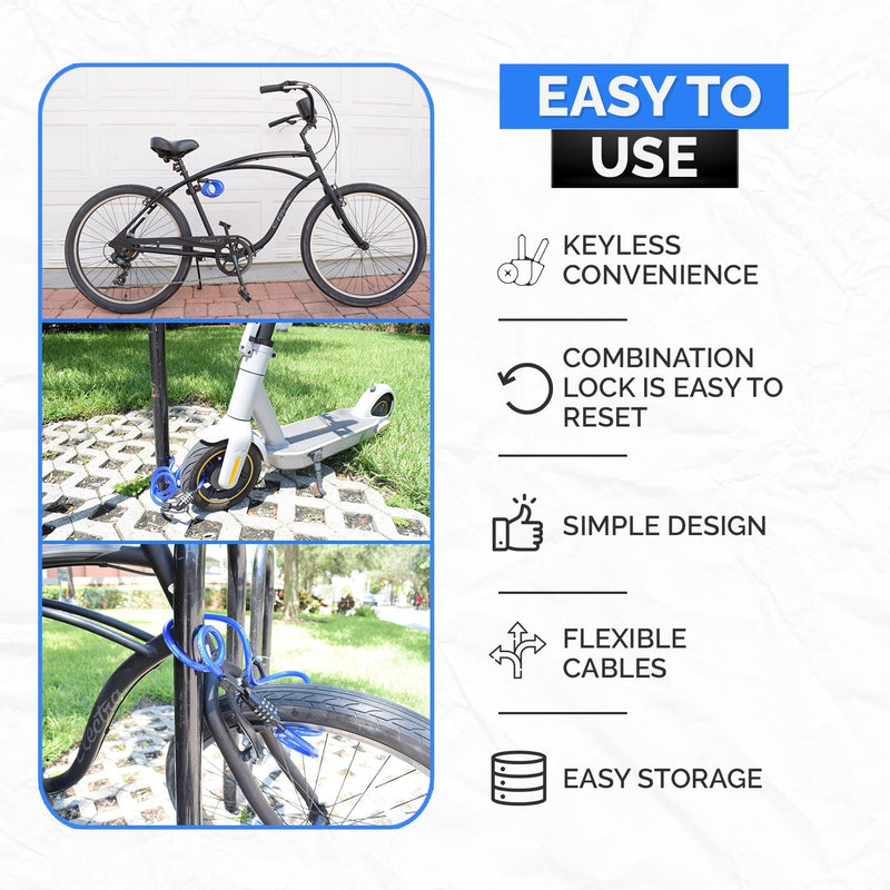 Load image into Gallery viewer, DocksLocks® Bike and Scooter Coiled Security Cable Lock with Resettable Combination and Mounting Bracket (4&#39; or 6&#39;)
