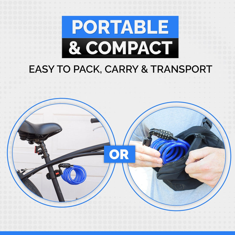 Load image into Gallery viewer, DocksLocks® Bike and Scooter Coiled Security Cable Lock with Resettable Combination and Mounting Bracket (4&#39; or 6&#39;)
