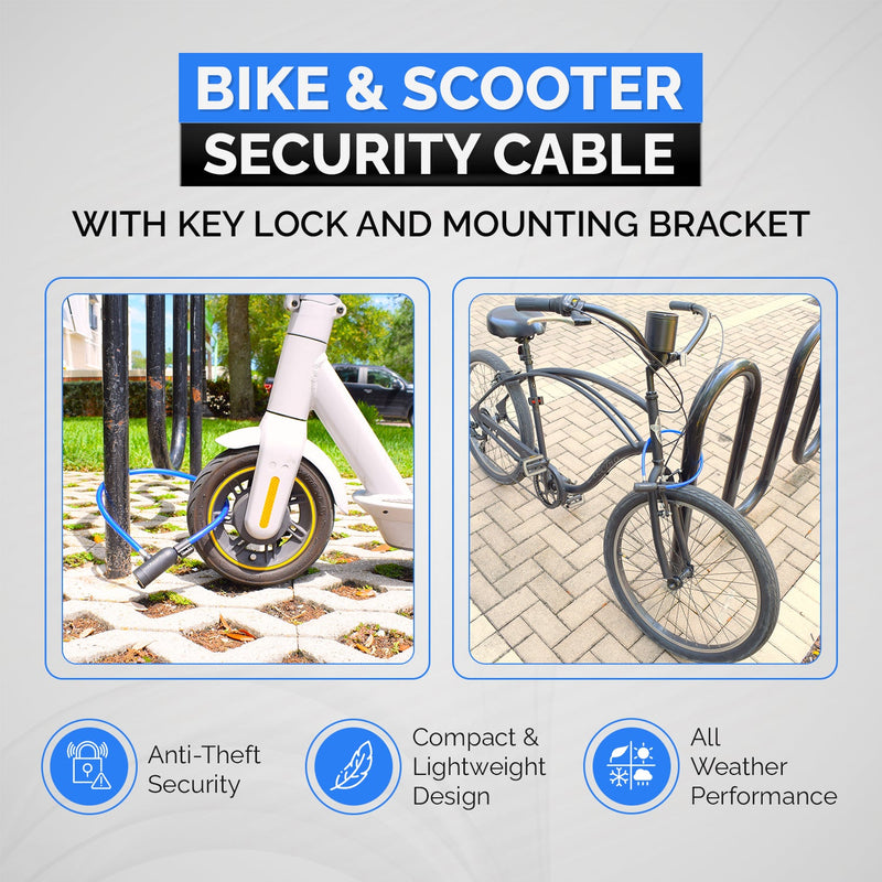 Load image into Gallery viewer, DocksLocks® Bike and Scooter Straight Security Cable Lock with Key Lock and Mounting Bracket (2&#39; or 4&#39;)
