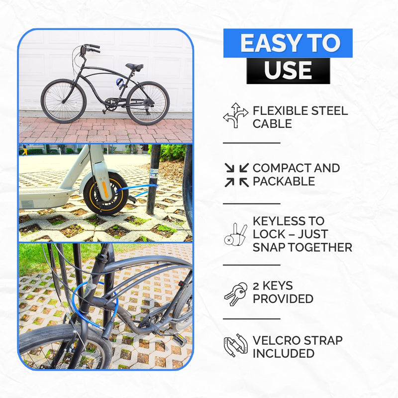 Load image into Gallery viewer, DocksLocks® Bike and Scooter Straight Security Cable Lock with Key Lock and Mounting Bracket (2&#39; or 4&#39;)
