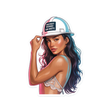 Bucket bunny hard hat sticker