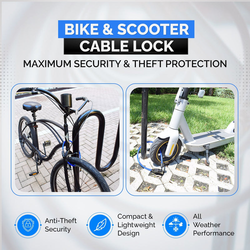 Load image into Gallery viewer, DocksLocks® Bike and Scooter Straight Security Cable Lock with Resettable Combination and Mounting Bracket (2&#39; or 4&#39;)
