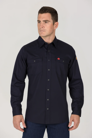 NKE FR SHIELD WORK BUTTON SHIRT - NAVY