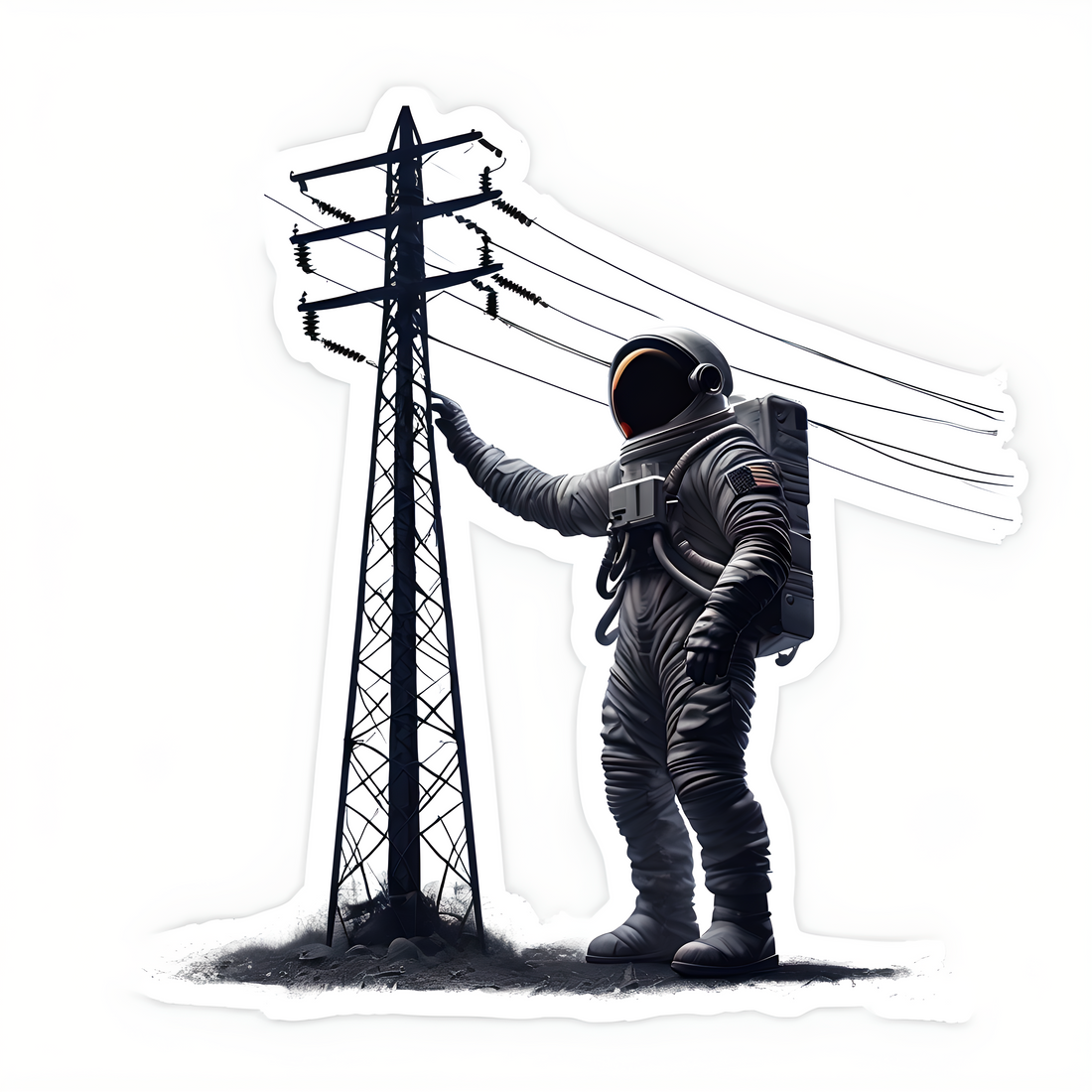 👨‍🚀⚡ Space Trippin’ & Line Flippin Astronaut Lineman Hard Hat Sticker