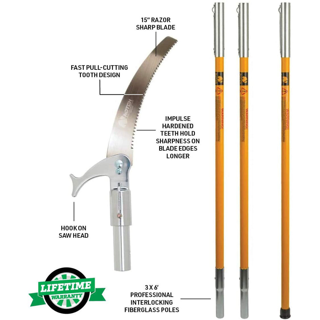 Notch 18' Fiberglass Pole Saw Set