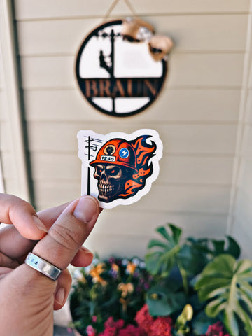 FIRE SKULL hard hat sticker