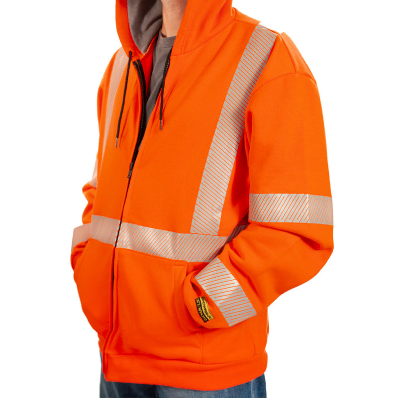 Load image into Gallery viewer, FR Orange Zip-Up Hoodie with CSA Striping
