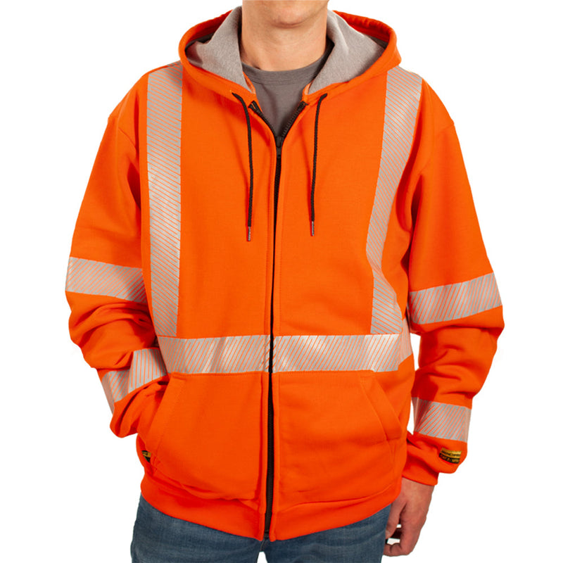 Load image into Gallery viewer, FR Orange Zip-Up Hoodie with CSA Striping
