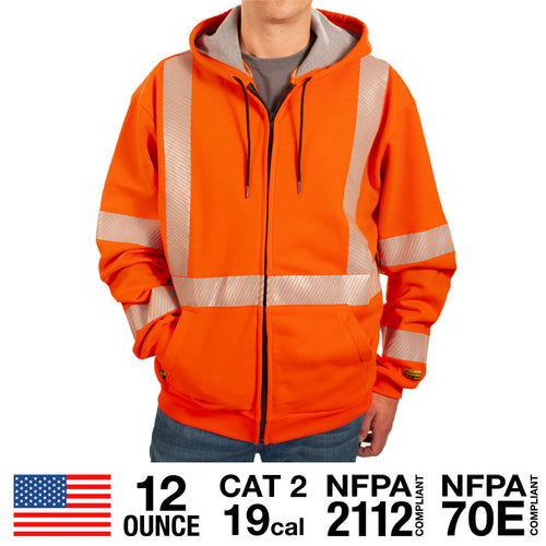 FR Orange Zip-Up Hoodie with CSA Striping