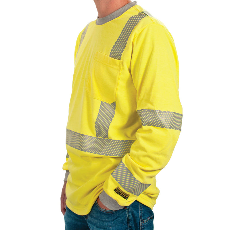 Load image into Gallery viewer, Oro Polartec Hi Visibility Flame Resistant Shirt with Segmented Striping
