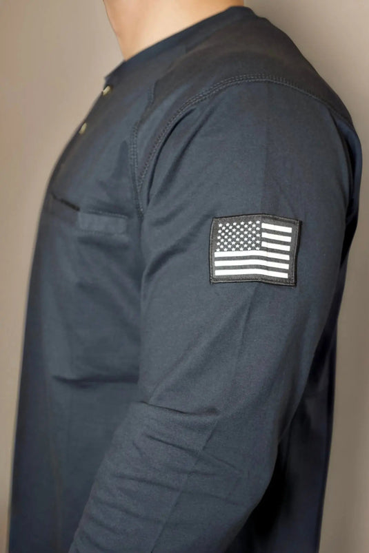 FR 3-Button Henley Shirt - Black