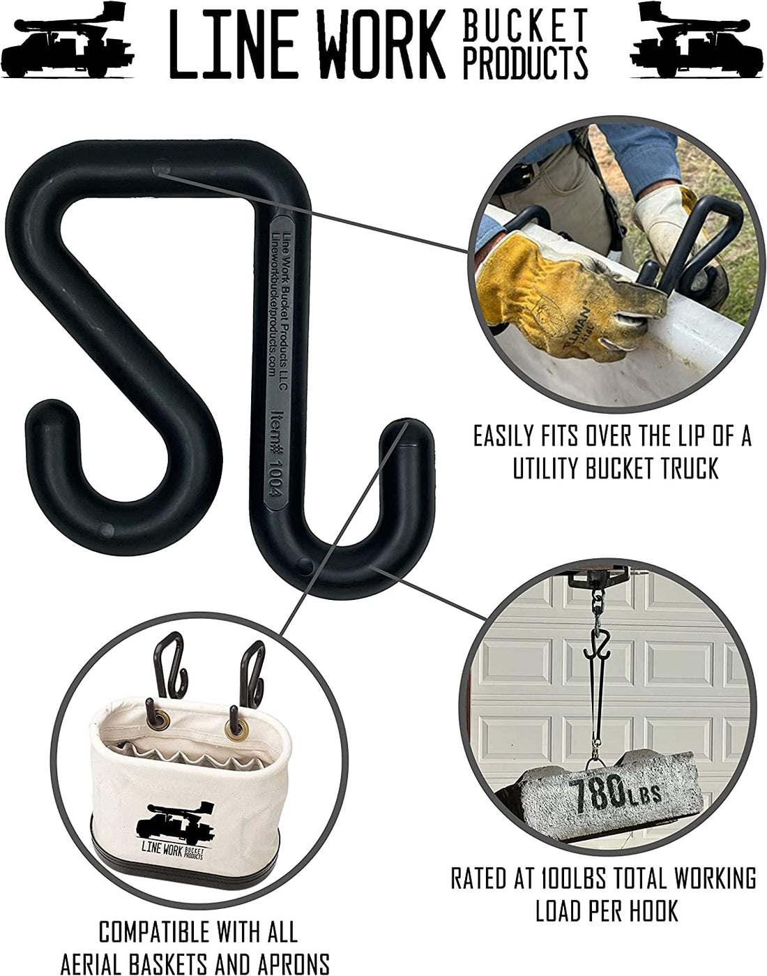 2" Bucket Hook: Rated at 100lbs