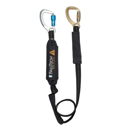 6' Arc Flash Energy Absorbing Lanyard, Single-leg with Aluminum CE Carabiner and Steel 5k Carabiner