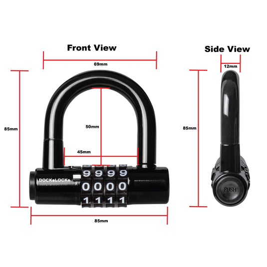 DocksLocks® Heavy Duty Cinch Style 8mm Security Chain - (3ft, 6ft or 10ft) - Weatherproof and Cut Proof with Short Shackle U-Lock