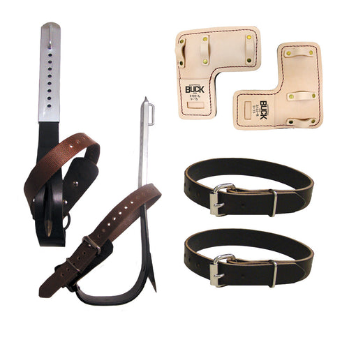 Buckingham Steel Pole Climbers with Permanent Gaff, Pads, Upper and Lower Straps - 87479