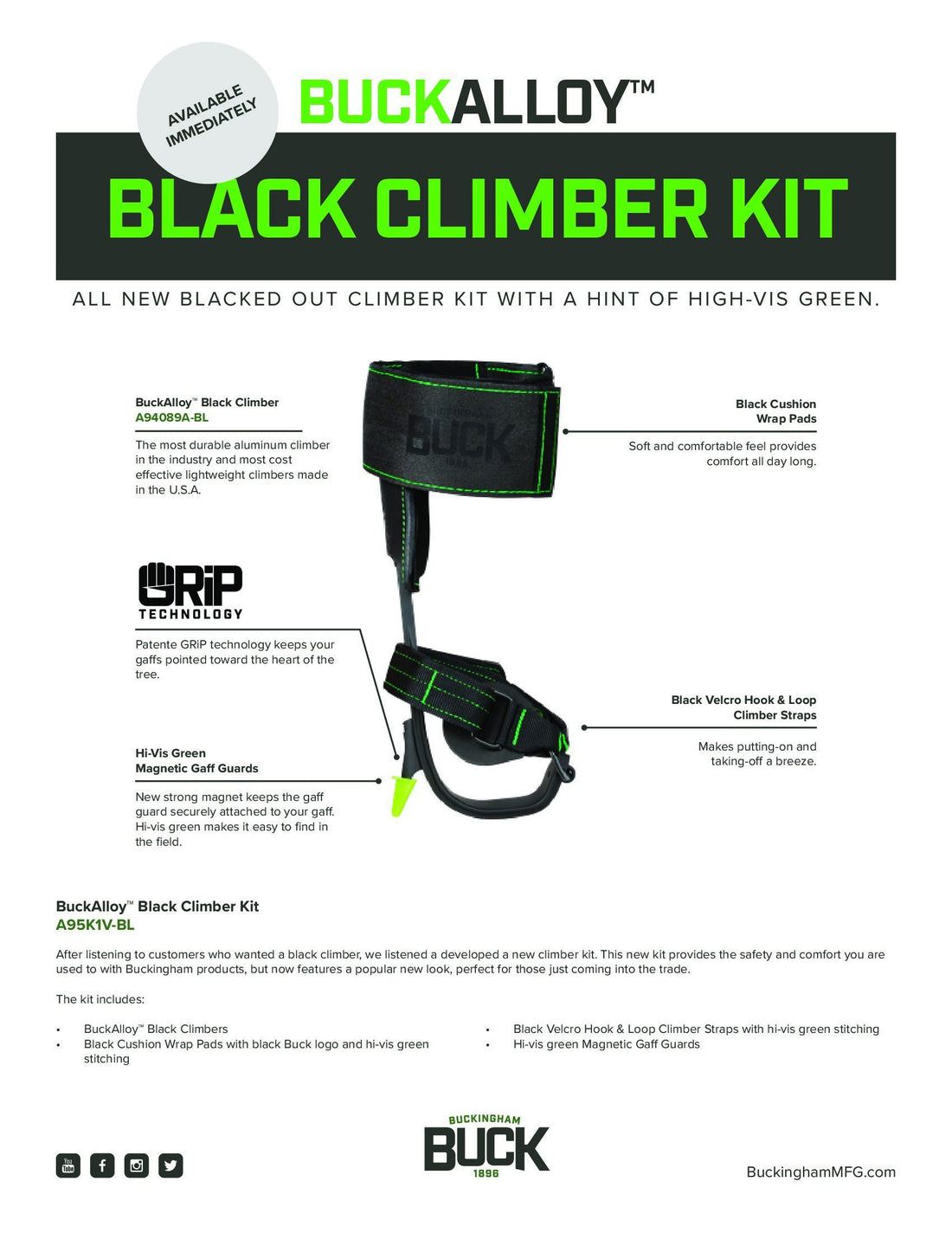 BuckAlloy™ Black Climber Kit – A94K1V-BL
