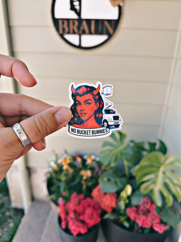 NO BUCKET BUNNIES Hard Hat Sticker