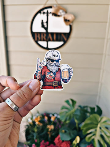 LINEMAN SANTA hard hat sticker
