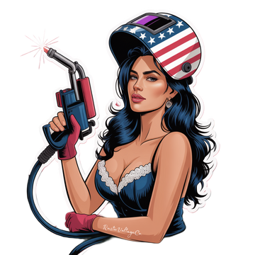Patriotic welder girl Sticker